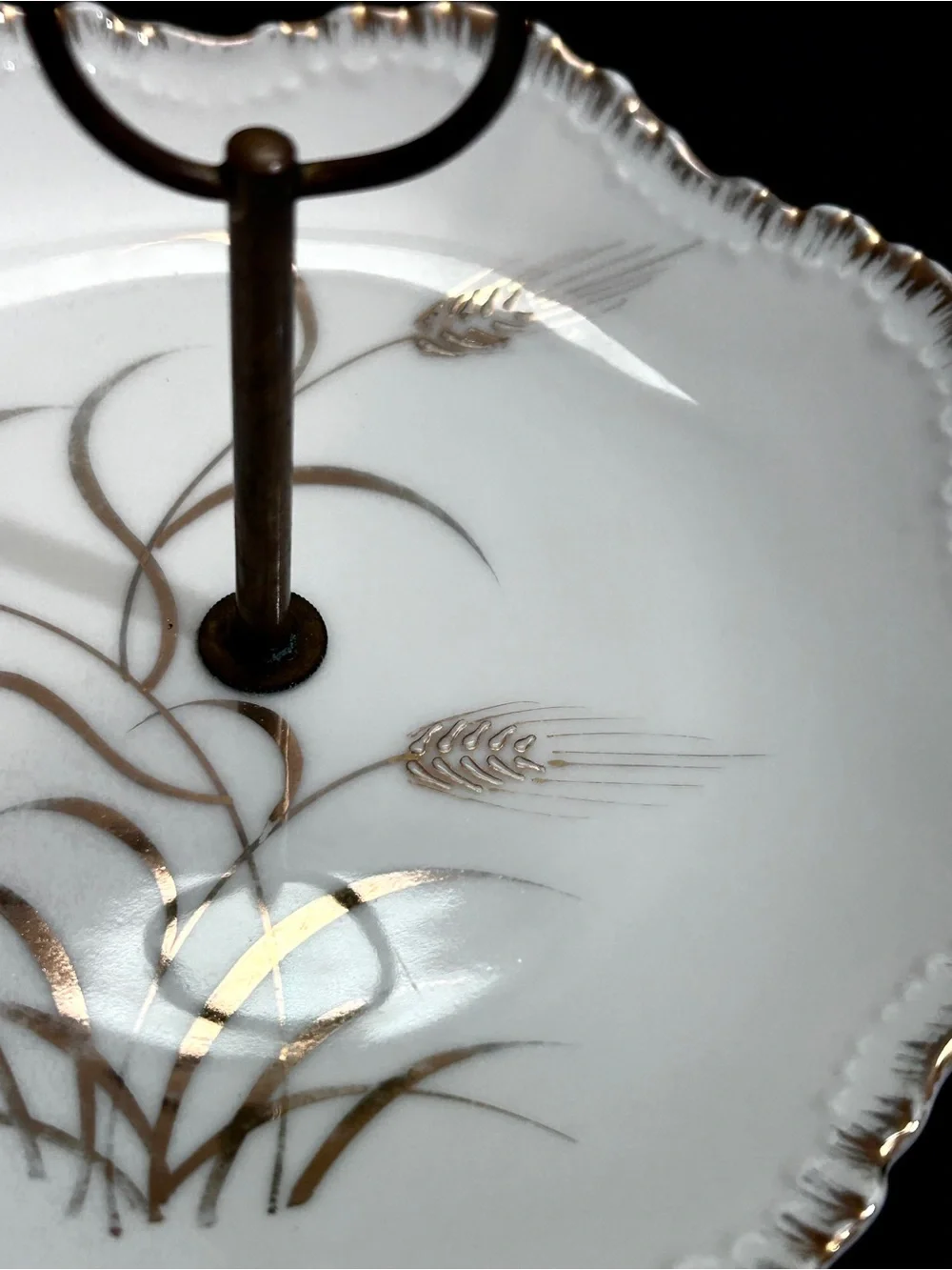Vtg Lefton Tidbit 22K Gold Wheat Hand Painted Serving Dish Porcelain Tray 6”x6”